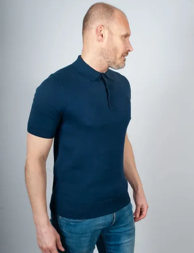 Fred Perry Cotton Knitted Polo Shirt | Tennis Blue