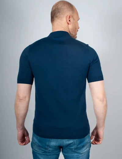 Fred Perry Cotton Knitted Polo Shirt | Tennis Blue