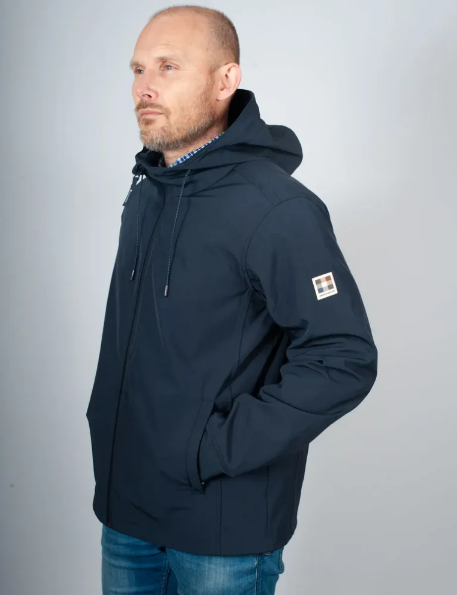 Aquascutum Active Shell Hybrid Hooded Jacket | Navy