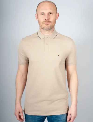 Tommy Hilfiger Placket Logo Regular Fit Polo | Sandalwood