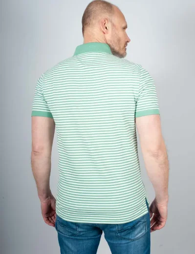 Tommy Hilfiger 1985 Regular Flex Stripe Polo Shirt | Fort Green / White 