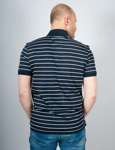 Tommy Hilfiger Liquid Cotton Stripe Polo Shirt | Navy / Ecru