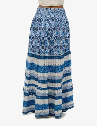 Superdry Printed Maxi Skirt | Tala Tile Border Blue
