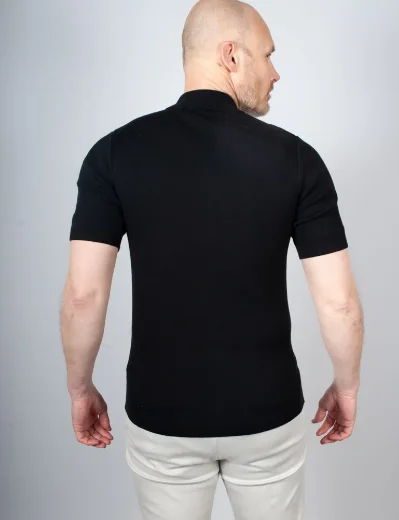 Fred Perry Button Through SS Knitted Shirt | Black