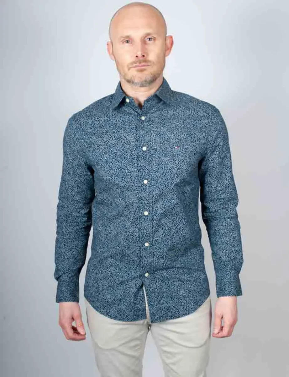 Tommy Hilfiger Flex Poplin Floral Print Shirt | Night Sky/Ivory