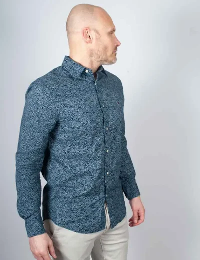Tommy Hilfiger Flex Poplin Floral Print Shirt | Night Sky/Ivory