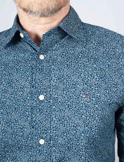 Tommy Hilfiger Flex Poplin Floral Print Shirt | Night Sky/Ivory
