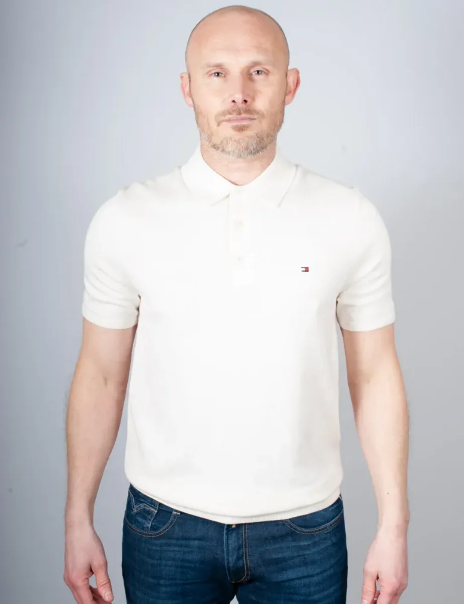 Tommy Hilfiger Essential Cotton Knitted Polo | Ivory Petal