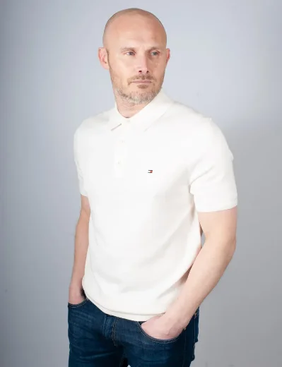 Tommy Hilfiger Essential Cotton Knitted Polo | Ivory Petal