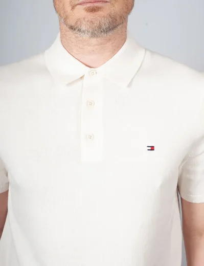 Tommy Hilfiger Essential Cotton Knitted Polo | Ivory Petal