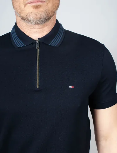 Tommy Hilfiger Mercerised Pique Zip Polo | Desert Sky