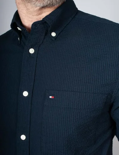 Tommy Hilfiger Regular Fit Seersucker Short Sleeve Shirt | Desert Sky