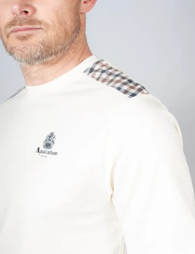 Aquascutum Active Club Check Shoulder T-Shirt | Old White