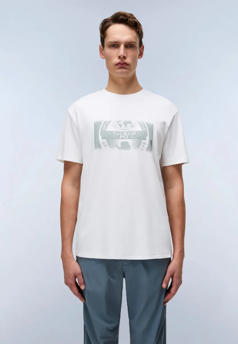 Napapijri S-Vanni Large Printed T-Shirt | White Heron
