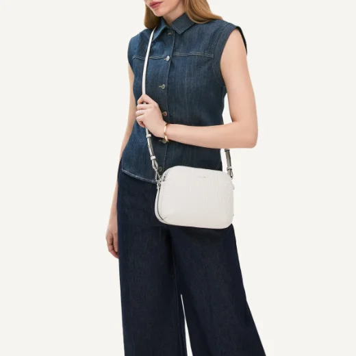 Radley Dukes Place Medium Zip-top Crossbody / Weave Chalk