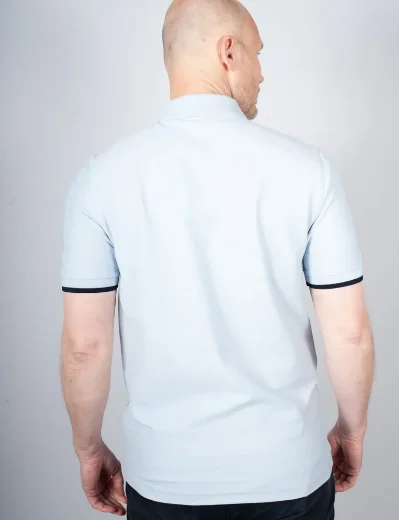 Fred Perry Crepe Pique Zip Neck Polo Shirt | Light Smoke