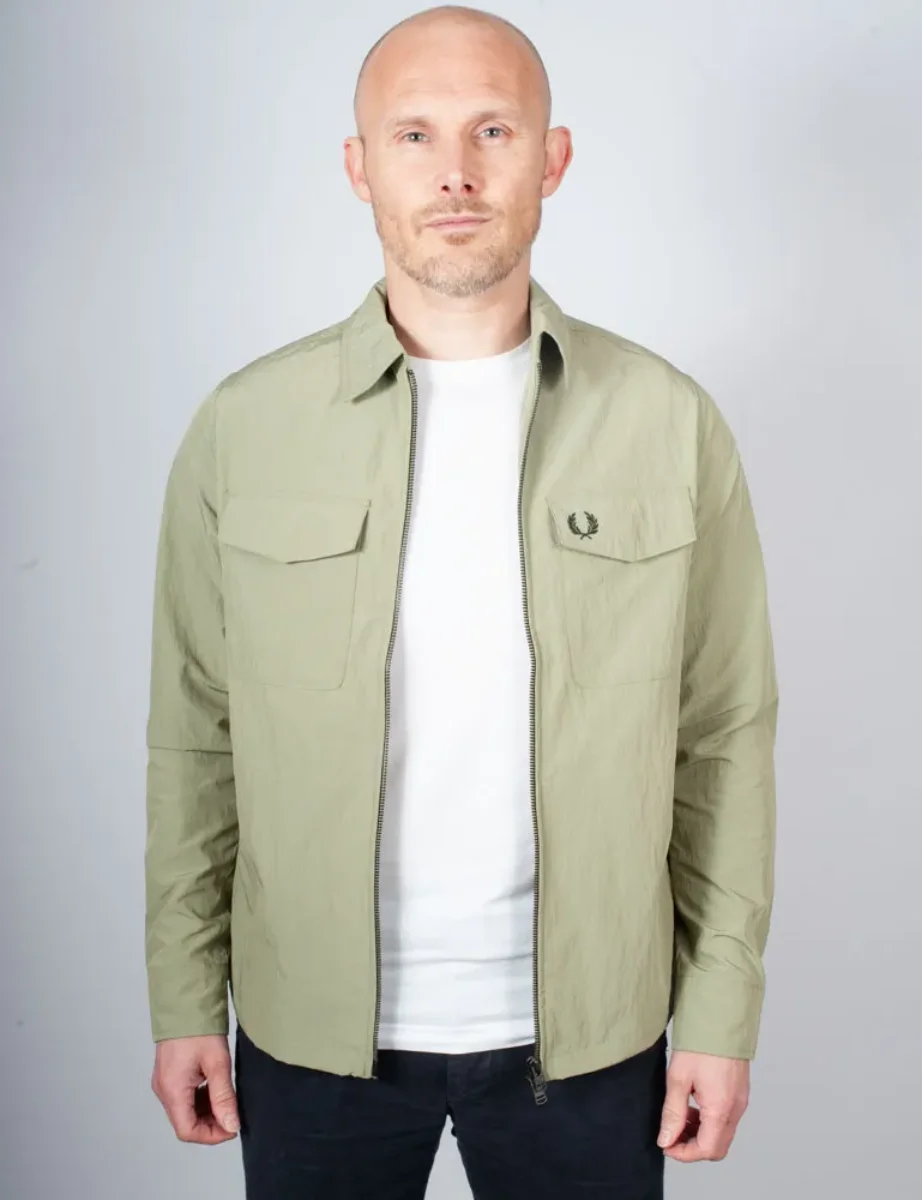 Fred Perry Zip Through Overshirt | Olive Mint