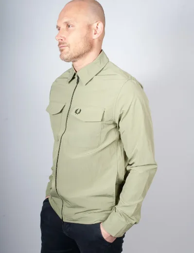 Fred Perry Zip Through Overshirt | Olive Mint