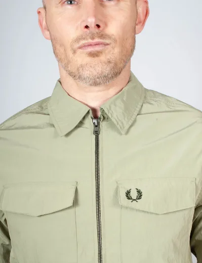 Fred Perry Zip Through Overshirt | Olive Mint