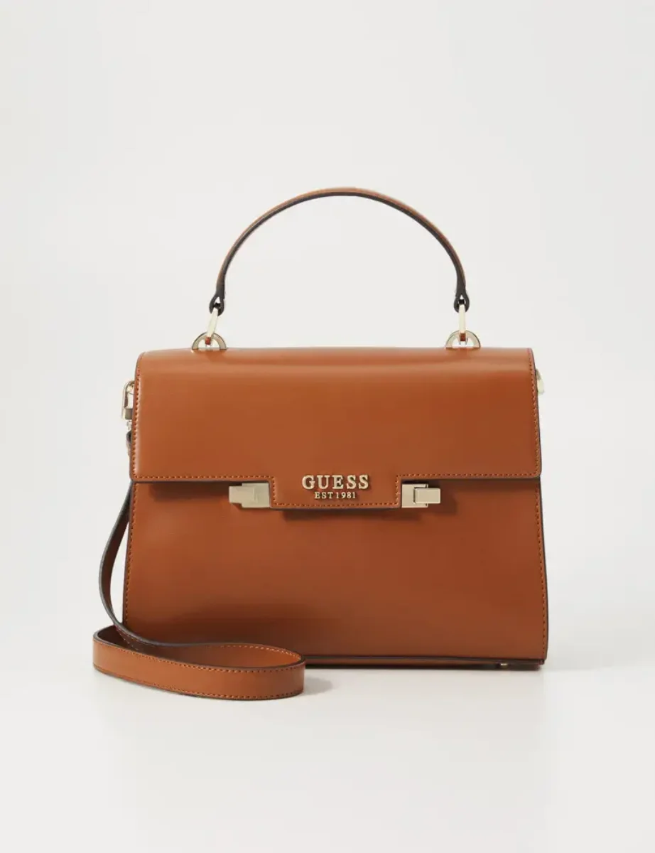 Guess Eco-Aldith Top Handle Flap Bag | Cognac