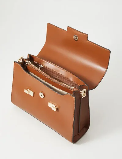 Guess Eco-Aldith Top Handle Flap Bag | Cognac