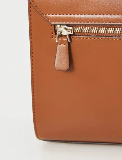 Guess Eco-Aldith Top Handle Flap Bag | Cognac