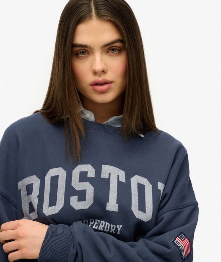 Superdry Athletic Oversized Crew Neck Sweater | Eclipse Navy