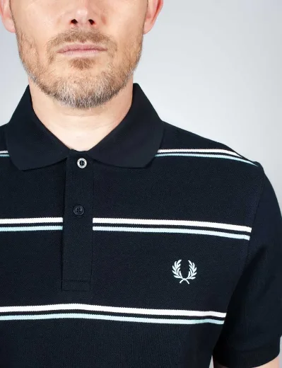 Fred Perry Striped Polo Shirt | Navy 