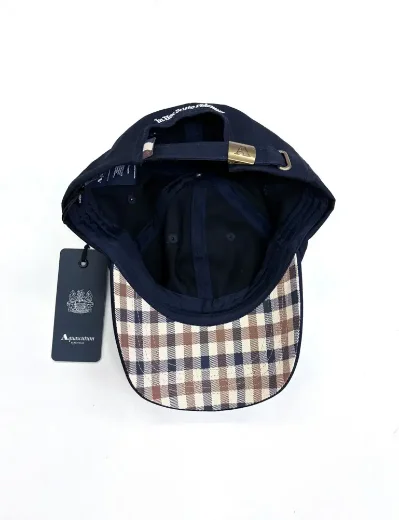 Aquascutum Active Club Check Peak Baseball Cap / Navy