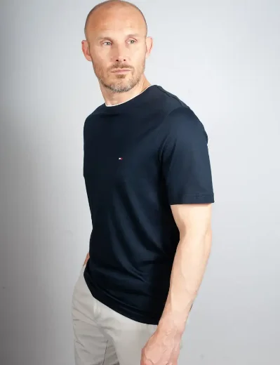 Tommy Hilfiger Cotton Modal Tipped Neck T-Shirt | Navy