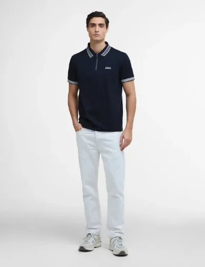Barbour International Upham Zip Polo Shirt | Navy