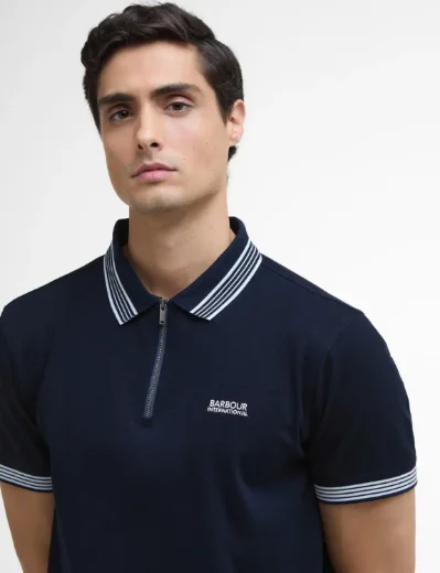 Barbour International Upham Zip Polo Shirt | Navy