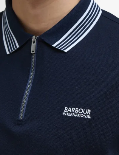 Barbour International Upham Zip Polo Shirt | Navy