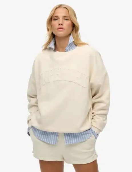 Superdry Athletic Tonal Crew Neck Sweatshirt | Desert Bone Off White Superdry Athletic Tonal Crew Neck Sweatshirt | Desert Bone Off White