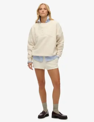 Superdry Athletic Tonal Crew Neck Sweatshirt | Desert Bone Off White