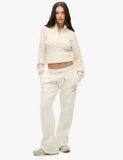 Superdry Slim Cable Half Zip Knit Jumper | Ecru