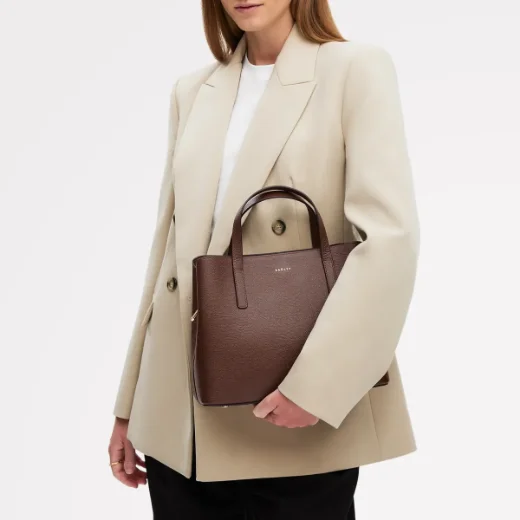Radley Dukes Place Textured Medium Zip-top Grab Bag | Chocolate