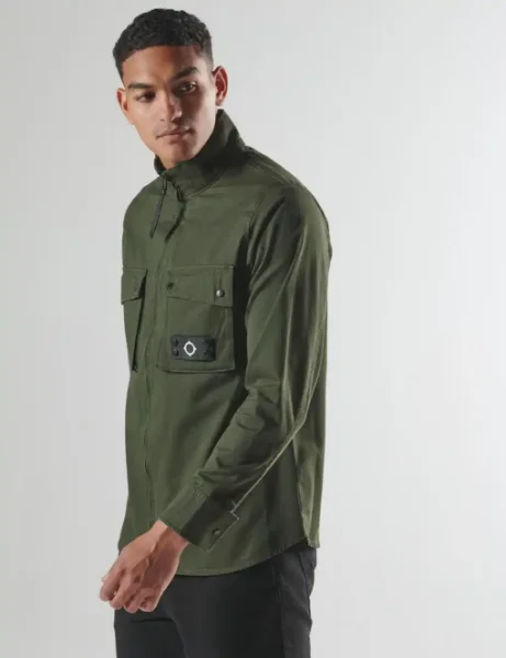 Ma.Strum Aerial Funnel Neck Overshirt | Forest Ma.Strum Aerial Funnel Neck Overshirt | Forest