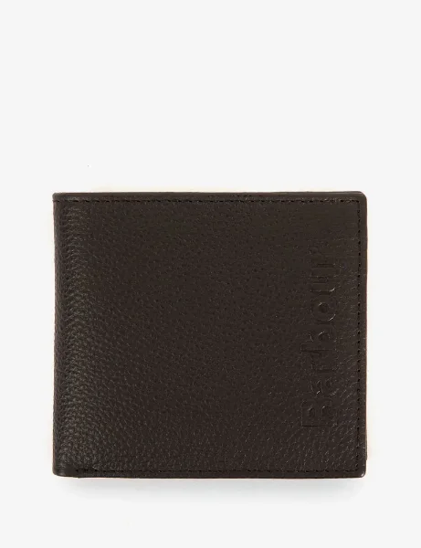 Barbour Logo Leather Billfold Wallet | Black Barbour Logo Leather Billfold Wallet | Black
