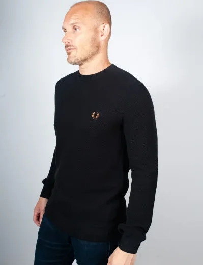 Fred Perry Pique Stitch Jumper | Black