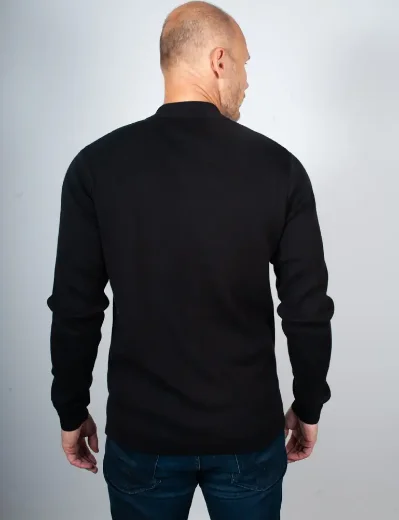 Fred Perry Button Through Knitted Shirt | Black