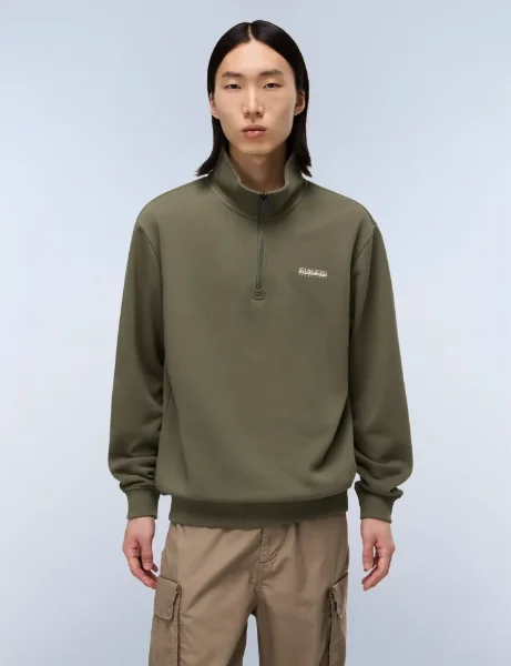 Napapijri B-Small Box Half Zip Sweat | Tea Leaf Napapijri B-Small Box Half Zip Sweat | Tea Leaf