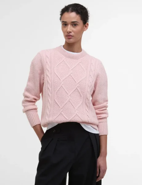 Barbour Burne Crew Neck Jumper | Pink Blush Barbour Burne Crew Neck Jumper | Pink Blush