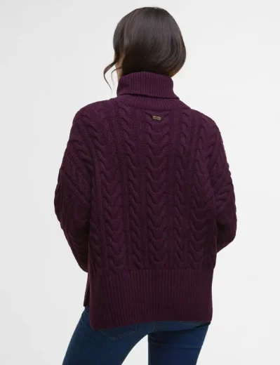 Picture of Barbour Womens Embleton Roll Neck Jumper | Black Cherry