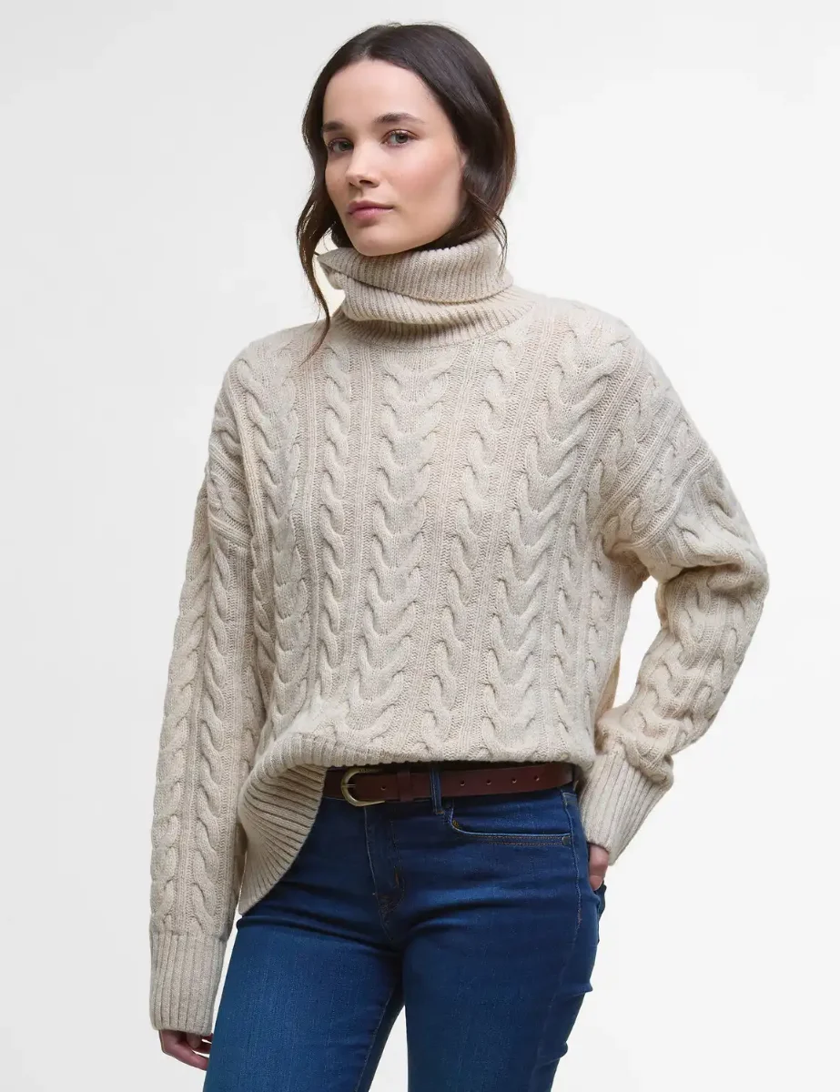 Picture of Barbour Womens Embleton Roll Neck Jumper | Birch