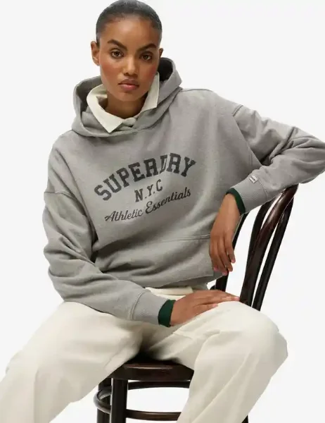 Superdry Athletic Essentials Relax Hoodie | Athletic Grey Marl Superdry Athletic Essentials Relax Hoodie | Athletic Grey Marl