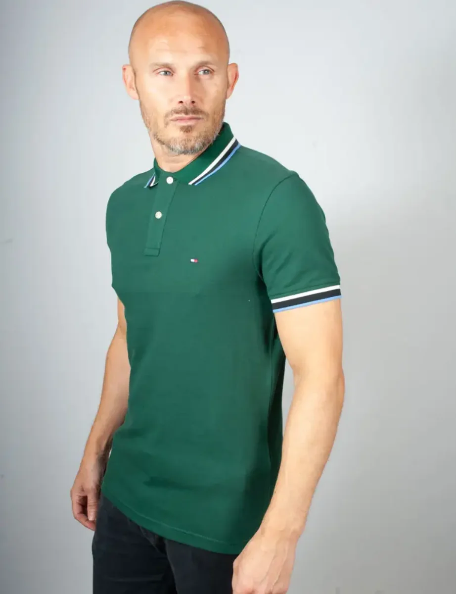 Tommy Hilfiger Slim Fit Tipped Polo Shirt | Ornamental Green