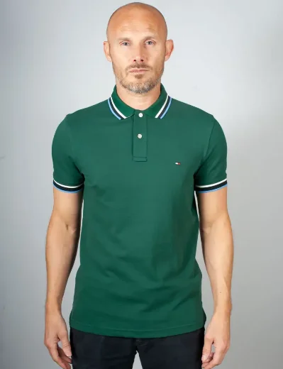 Tommy Hilfiger Slim Fit Tipped Polo Shirt | Ornamental Green