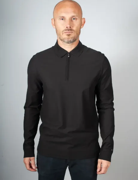 Tommy Hilfiger DC Performance Zip Polo | Black Tommy Hilfiger DC Performance Zip Polo | Black