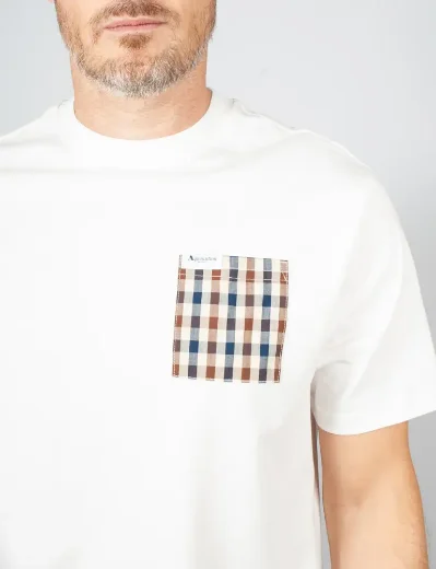 Aquascutum Active Iconic Club Check Pocket T-Shirt | Old White